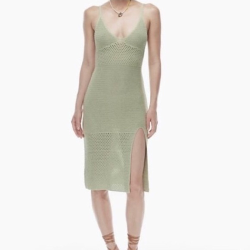 Aritzia Wilfred Eve Knit Olive Green Midi Dress Size M